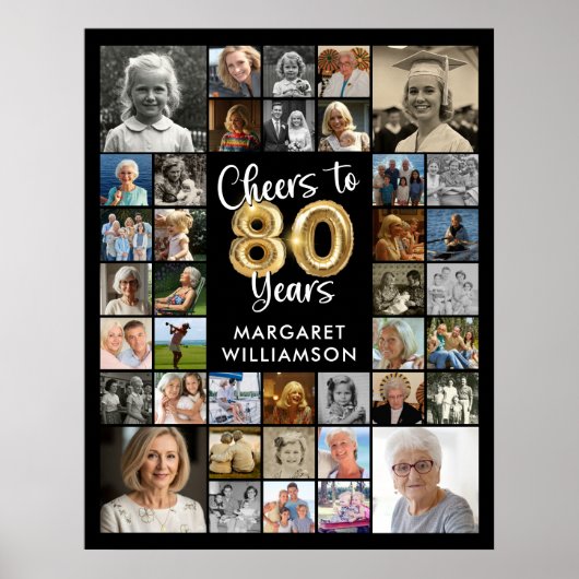 80誕生日39フォトコラージュ応援から数年 ポスター (正面)