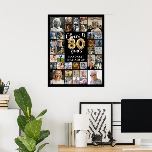 80誕生日39フォトコラージュ応援から数年 ポスター (ホームオフィス)