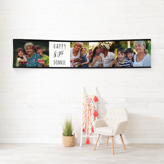 80誕生日4フォトストリップパーソナライズされた 横断幕 (インサイチュ)