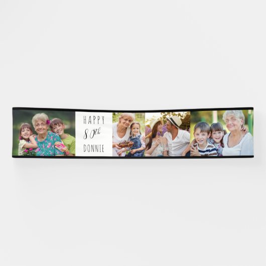 80誕生日4フォトストリップパーソナライズされた 横断幕 (横)