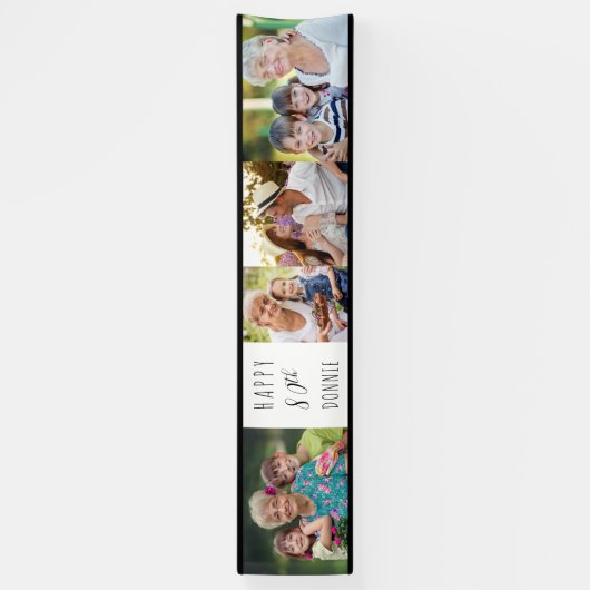 80誕生日4フォトストリップパーソナライズされた 横断幕 (縦)
