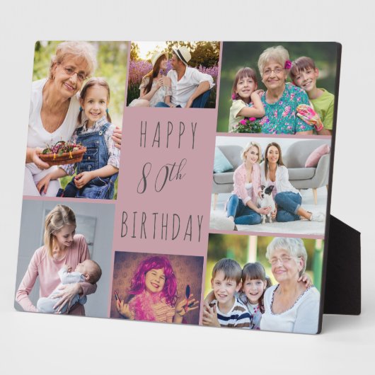 80誕生日7フォトコラージピンク フォトプラーク (側面)