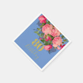 80誕生日80ブルーブルーバラエレガント金ゴールド スタンダードカクテルナプキン (角)