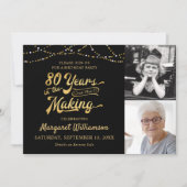 80誕生日80年の黒番金ゴールド 招待状 (正面)