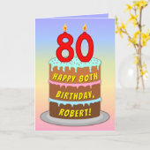 80誕生日—おもしろいケーキ&ろうそく、名前をカスタムする付き カード (黄色い花)