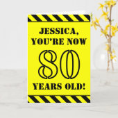 80誕生日:おもしろいステンシルスタイル文字、名前をカスタムする カード (黄色い花)