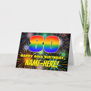 80誕生日:おもしろい、お祝カラフルい花火 カード
