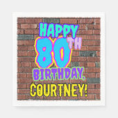 80誕生日～おもしろい、アーバングラフィティインスパイアルック スタンダードランチョンナプキン (正面)