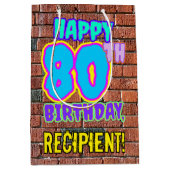 80誕生日:おもしろい、アーバングラフィティインスパイアルック ミディアムペーパーバッグ (正面)