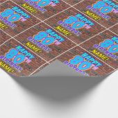 80誕生日:おもしろい、アーバングラフィティインスパイアルック ラッピングペーパー (角)