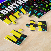 80誕生日:おもしろい、カラフル音楽シンボル、「80」 ジグソーパズル (側面)