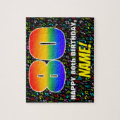 80誕生日:おもしろい、カラフル音楽シンボル、「80」 ジグソーパズル (縦)