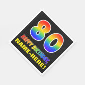 80誕生日:はっきりした,おもしろい,シンプル虹, 80 スタンダードランチョンナプキン (角)