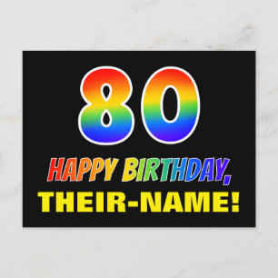 80誕生日:はっきりした,おもしろい,シンプル虹， 80 ポストカード