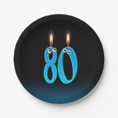 80誕生日（ろうそく火の付いた） ペーパープレート (正面)