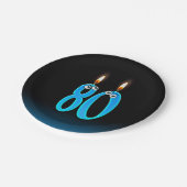 80誕生日（ろうそく火の付いた） ペーパープレート (アングル)