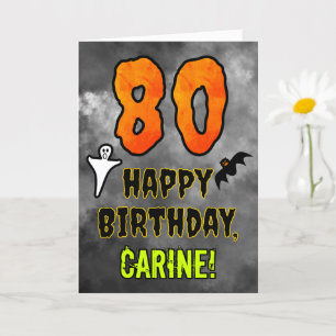 80誕生日:エリーハロウィーンテーマ+名前をカスタムする カード
