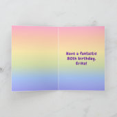 80誕生日:カラフルレインボー# 80、名前をカスタムする カード (内部)
