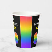 80誕生日:カラフルレインボー# 80、名前をカスタムする 紙コップ (右)