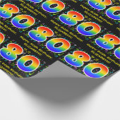 80誕生日:カラフルMusic Symbols, Rainbow 80 ラッピングペーパー (角)