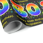 80誕生日:カラフルMusic Symbols, Rainbow 80 ラッピングペーパー (ロールコーナー)