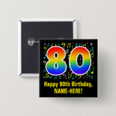 80誕生日:カラフルMusic Symbols, Rainbow 80 缶バッジ (正面&裏面)