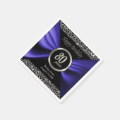 80誕生日 | ヒョウ – ブルーパープル – カスタム スタンダードカクテルナプキン (角)