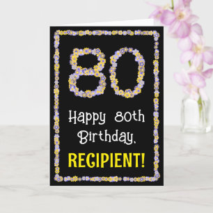 80誕生日:フローラ花数名前をカスタムする カード