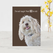 80誕生日・ユーモアのためのシャギー・プードル カード (黄色い花)