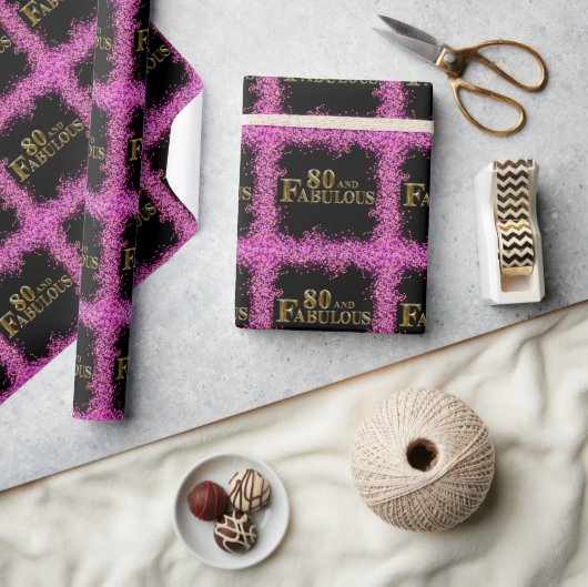 80誕生日 ラッピングペーパー (クラフト)