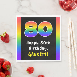 80誕生日:レインボースペクトル# 80、名前をカスタムする スタンダードランチョンナプキン