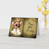 80誕生日-ヴィンテージフローラ – ページブック カード (黄色い花)