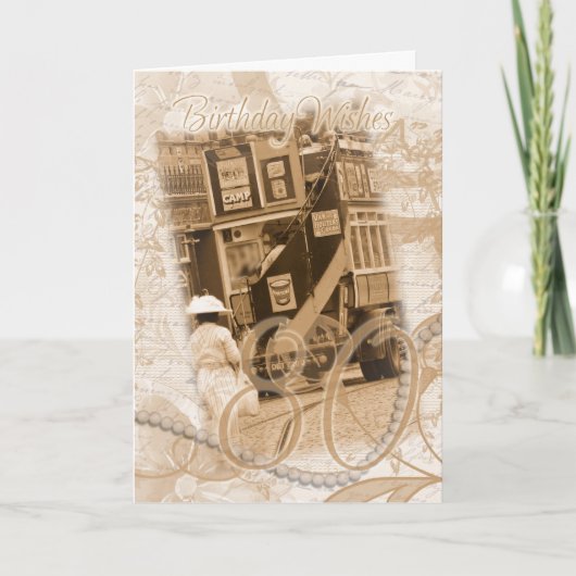 80誕生日-ヴィンテージ、郷愁、レトロ誕生日 カード (正面)