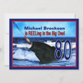 80誕生日 – 大きな魚の中で楽しむ 招待状 (正面)