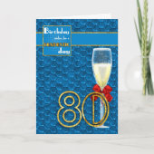 80誕生日 – 幾何学的誕生日カードシャンパン カード (正面)