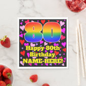 80誕生日：愛するハートパターン、虹# 80 スタンダードランチョンナプキン (インサイチュ)