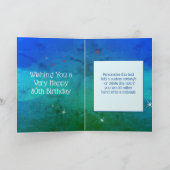 80誕生日 – 星の数 – 青い緑 – 年齢80 カード (内部)