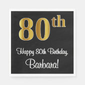 80誕生日~豪華エレガントなフェイク金ゴールド スタンダードランチョンナプキン (正面)