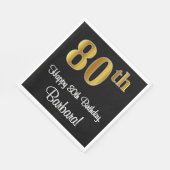 80誕生日~豪華エレガントなフェイク金ゴールド スタンダードランチョンナプキン (角)