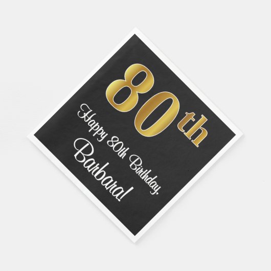 80誕生日～豪華エレガントなフェイク金ゴールド スタンダードランチョンナプキン (角)