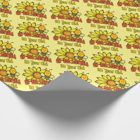 80誕生日- 80歳で信じられない ラッピングペーパー (角)