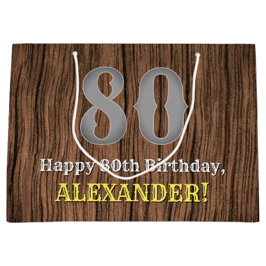 80誕生日:Country Western  Look、名前 ラージペーパーバッグ (正面)