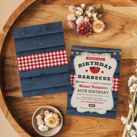80誕生日BBQサマーバーベキューパーティの招待状 招待状