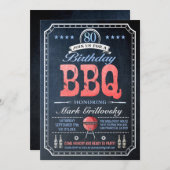 80誕生日BBQ招待状 | 黒板 招待状 (正面/裏面)