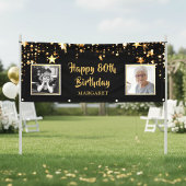 80誕生日Then & Nowの写真パーソナライズされた 横断幕