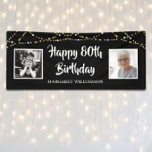 80誕生日Then & Now Photos Lights Black 横断幕