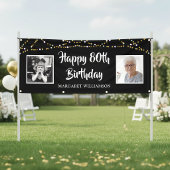 80誕生日Then & Now Photos Lights Black 横断幕