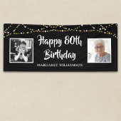 80誕生日Then & Now Photos Lights Black 横断幕