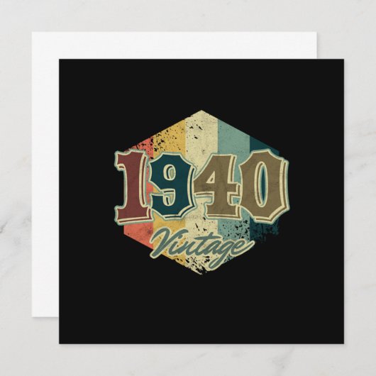 80誕生祝いギフト1940ヴィンテージレトロ 招待状 (正面/裏面)