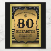 80誕生祝いブラック&金ゴールド規格 ワインラベル (シングルラベル)